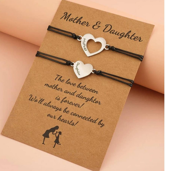Mother Daughter Bracelet Hearts Decor String Bracelets - Picture 1 of 3